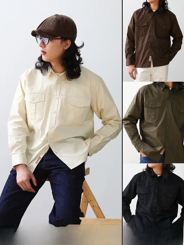 

MBBCAR Slim Fit Heavyweight из чистого хлопка irt, высококачественная рабочая одежда в американском стиле ретро, длинная мужская одежда цвета све