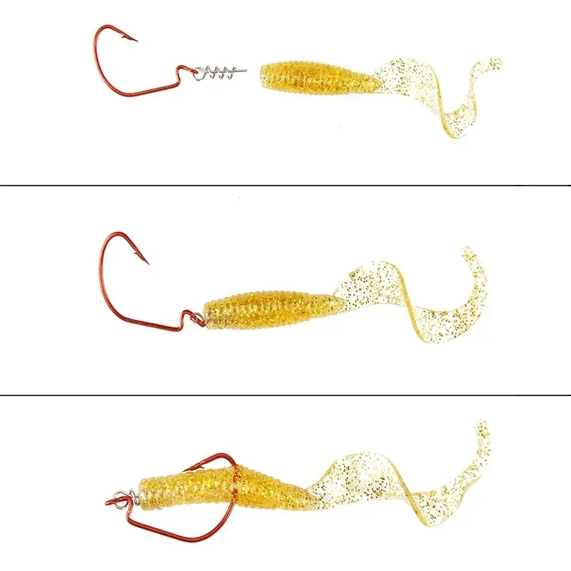 50/100 Buah 14Mm Umpan Lembut Pancing Pin Pemusatan Pegas Kait Engkol Konektor Umpan Lembut Pin Tetap Baja Karbon Tinggi