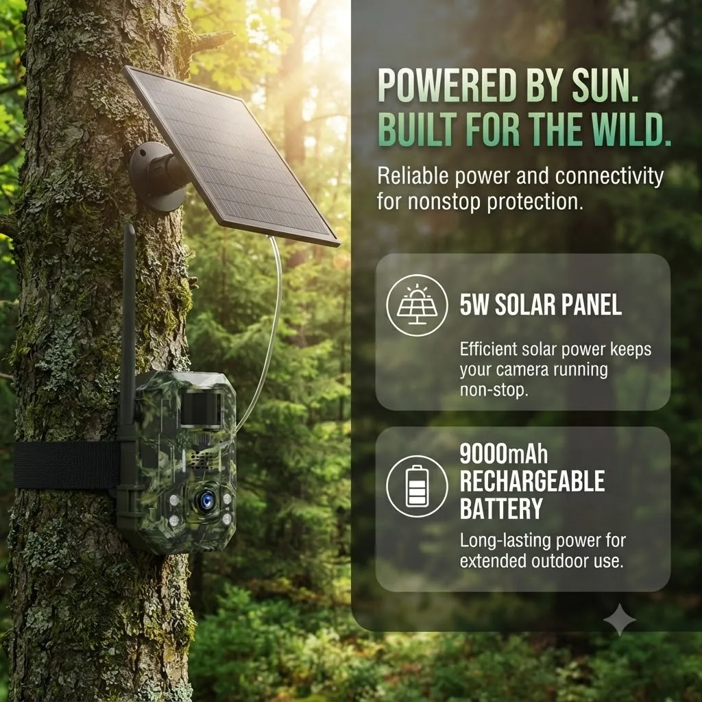 RH-BC35T4G Cellular Trail Camera with Solar Panel, Tuya Smart Wildlife Hunting Camera, 24MP Night Vision Motion Activated Game