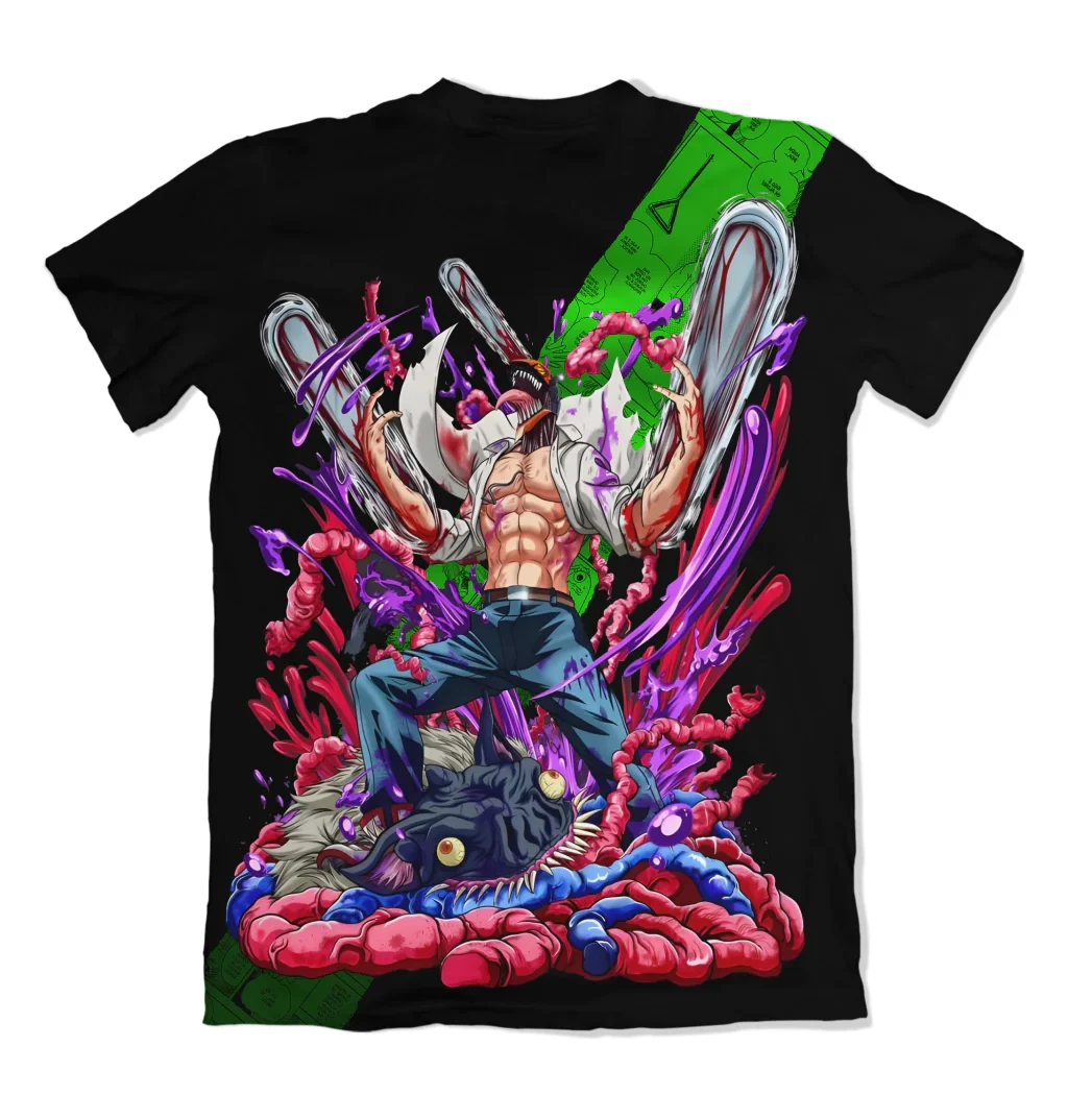 Adult and Children Chainsaw Man Denji Demon T-shirt, Denji Classic Scene Merchandise, Shorts Friend