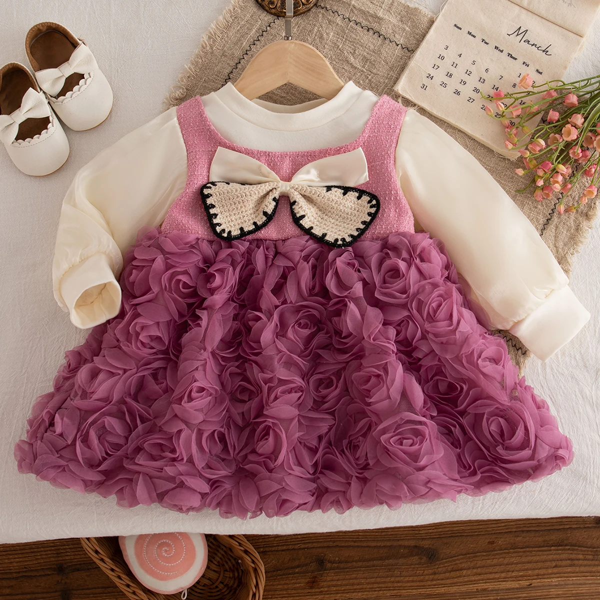 

Spring And Autumn New Sweet And Cute Baby Girl Dress, Korean Style Children'S Clothing For Babies Aged 9 Months To 4 Years
