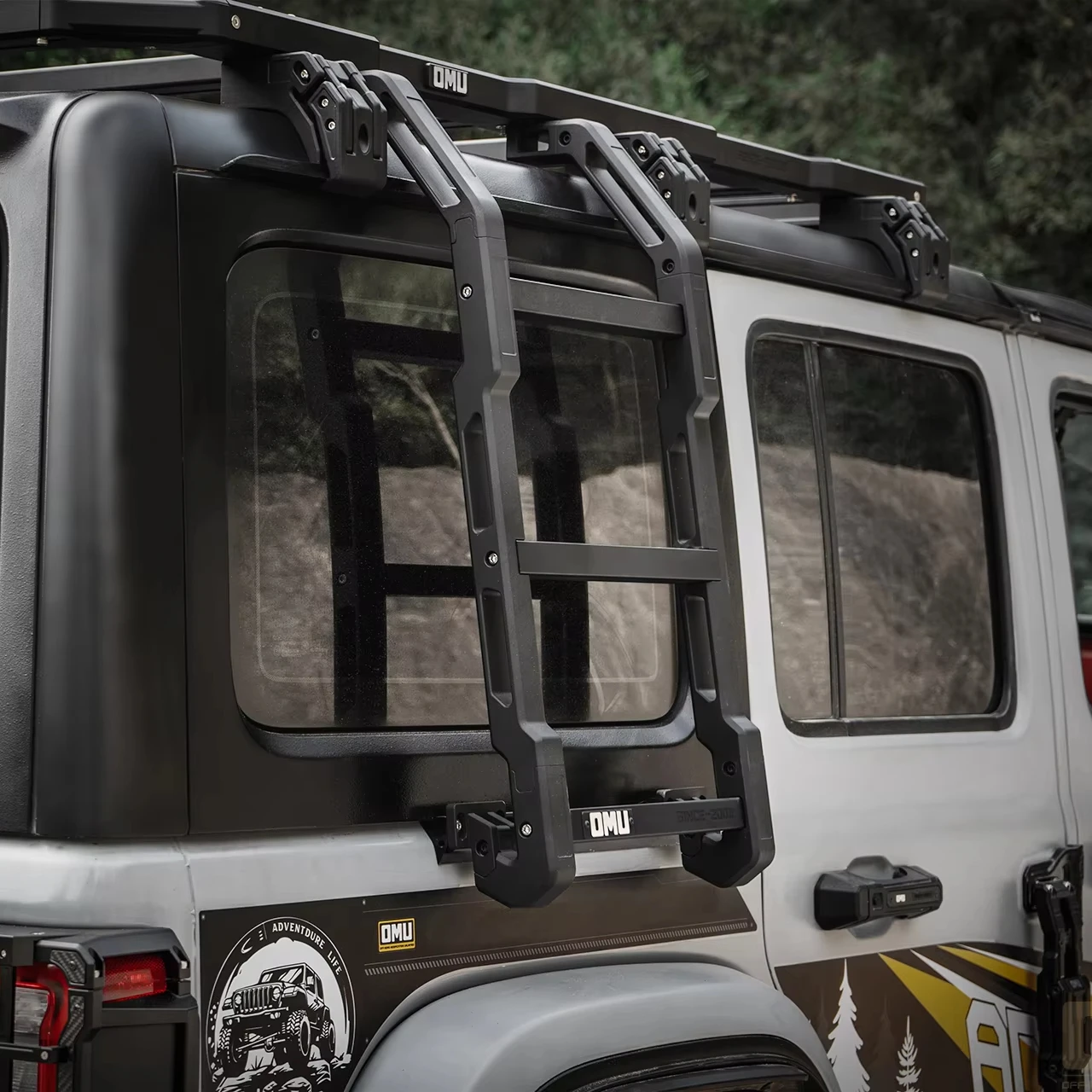 

OMU Genesis Series Rear Window Side Ladder for Wrangler JL Accessories 4x4 Offroad Aluminum Roof Ladder