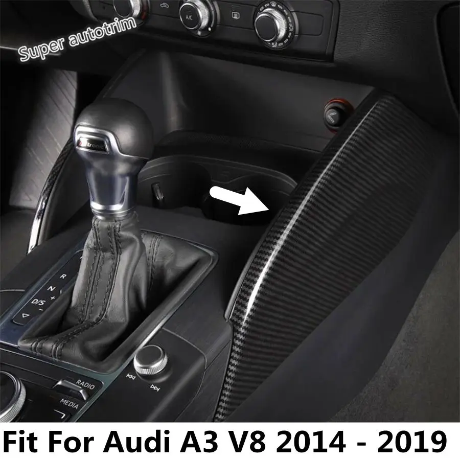 

Car Central Gearshift Box Side Stalls Panel Cover Trim For Audi A3 V8 2014 - 2019 ABS Carbon Fiber Style Accessories Interior