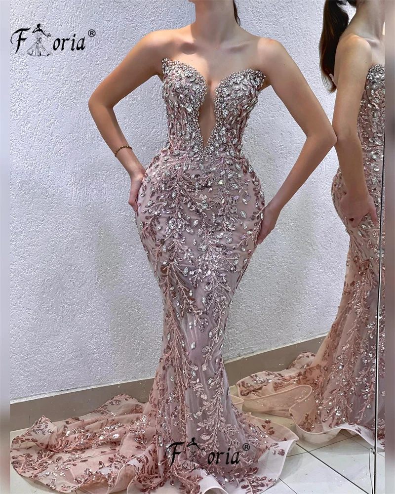 Luxury Dubai Mermaid Wedding Evening Dresses with Cape Beads Crystal Party Gowns Flower Lace Saudi Arab Celebrity Dress Wedding