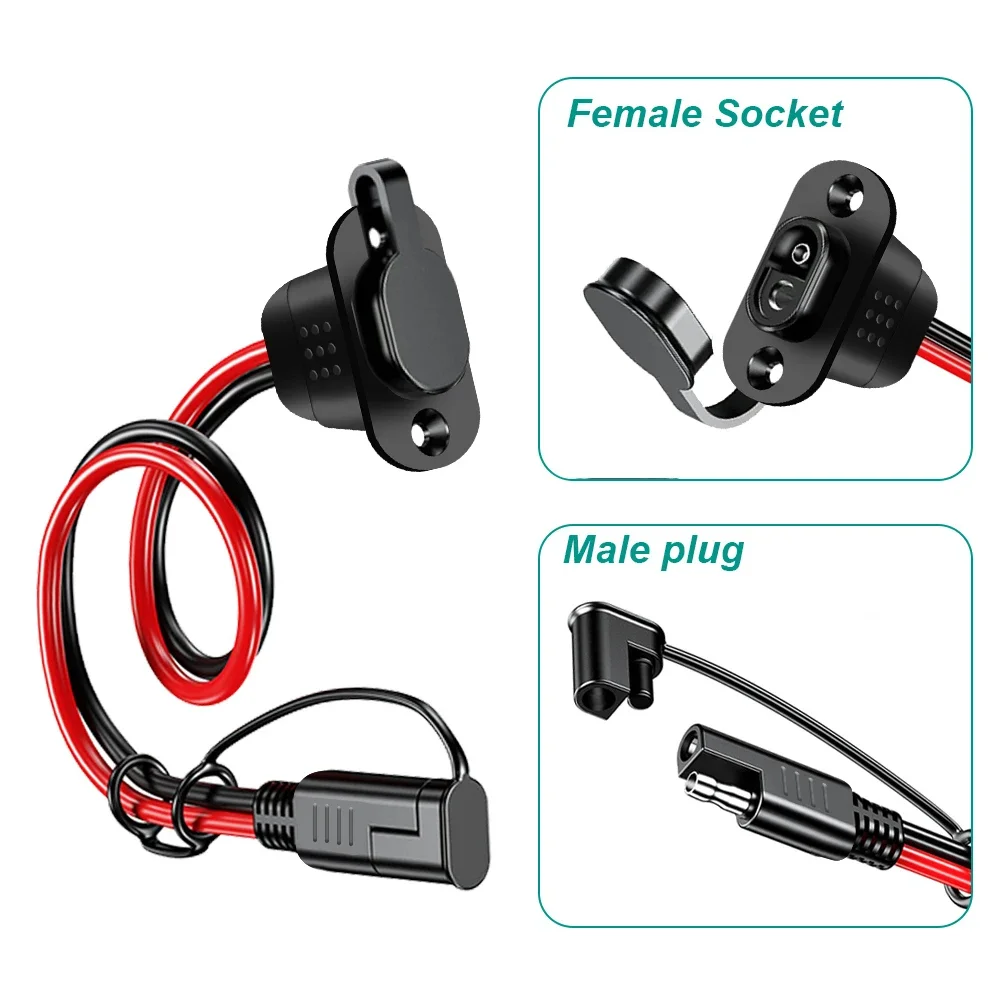 12/18AWG SAE Quick Connector Harness Waterproof SAE Extension Cord Sidewall Port for Solar Panel Generator Battery Charger image 2