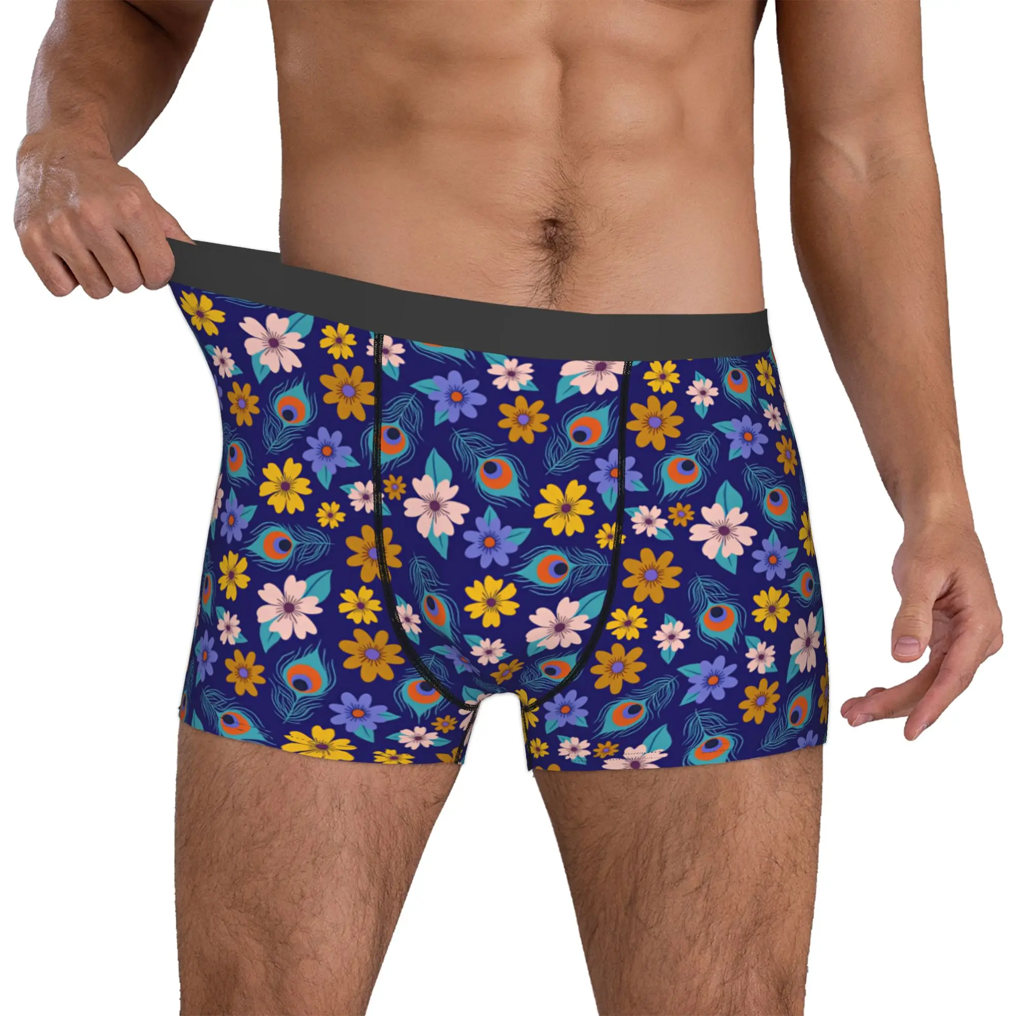Peacock Feathers Seamless Pattern Boxers Shorts Mens  Briefs Underwear Funny Underpants