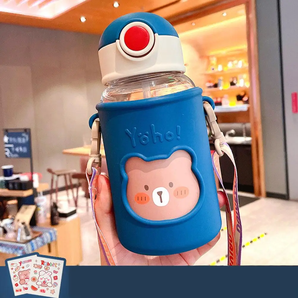 Kids Water Sippy Cup With Straw Bear Leakproof Water Capacity Drink Cup Bottle Lovely Portable Outdoor Bottles High M2m6