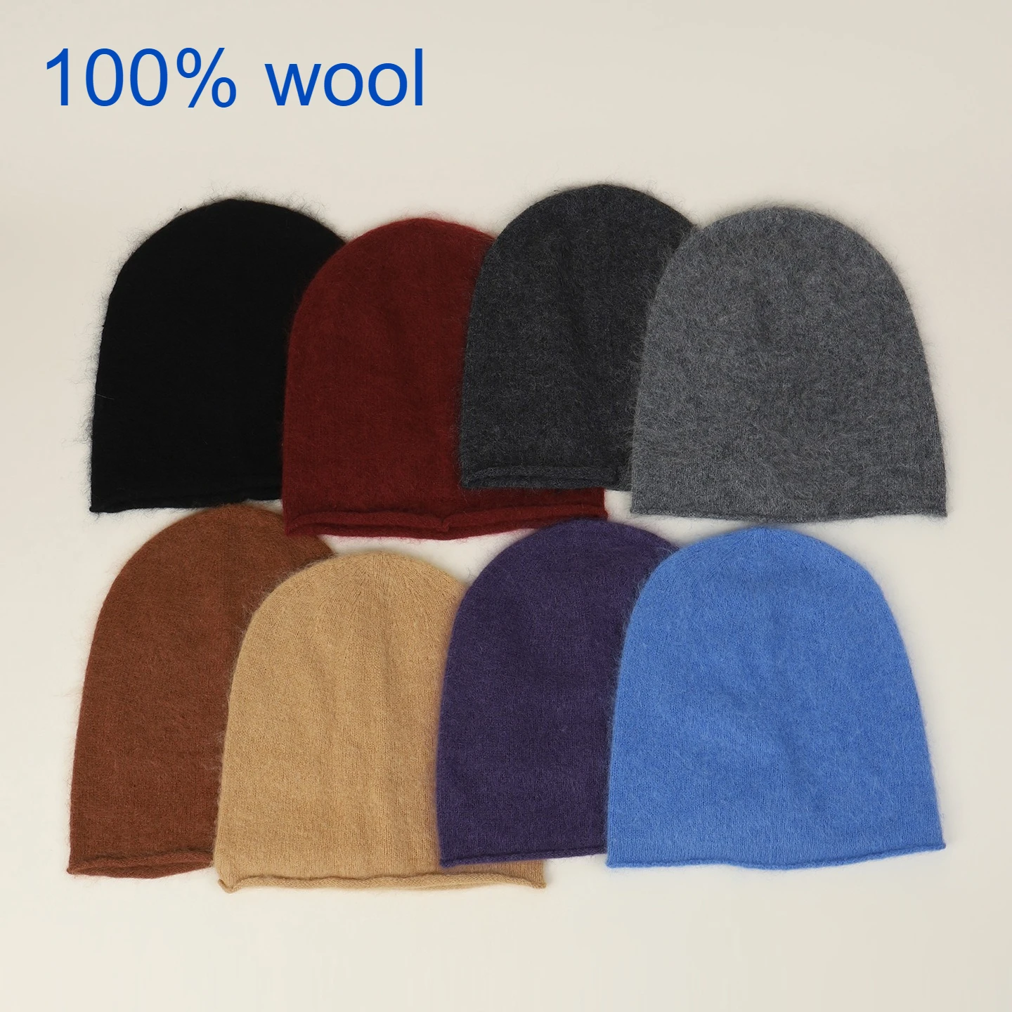New Wool Silk Cashmere Beanie Cap Unisex Solid Color Couple Winter Warm Knitted Cold Hat Casual Trendy Pullover Skullies Cap