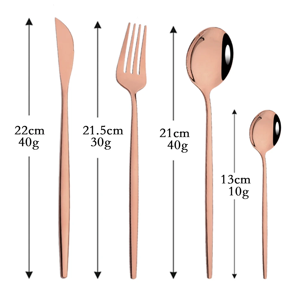 Rose Gold 24Pcs Dinnerware Stainless Steel Cutlery Set Knife Fork Spoon Western Tableware Set Dinner Kitchen Silverware Set