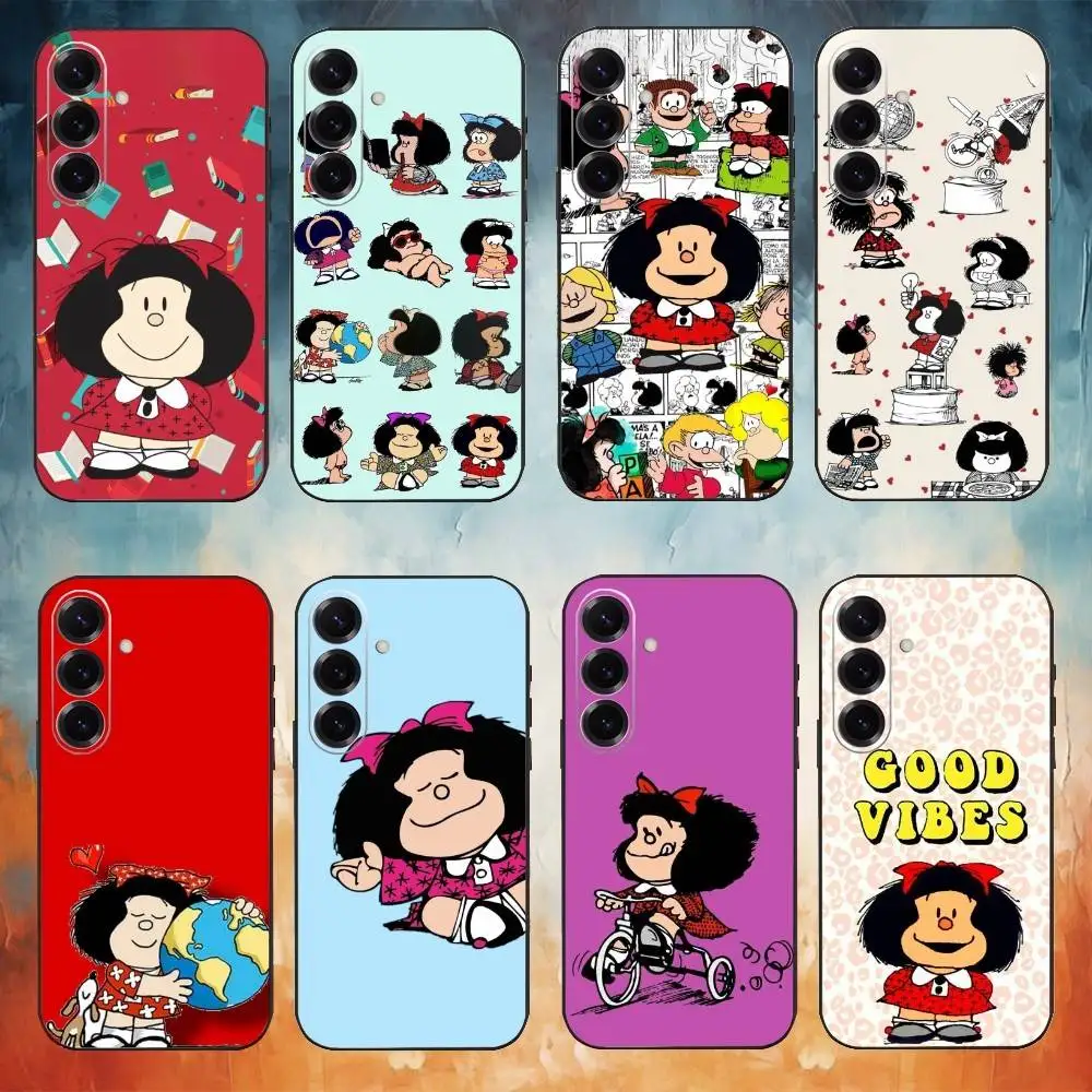 

Cute M-Mafaldas Phone Case For Samsung Galaxy A73,A72,A71,A70,A53,A52,A51,Others Soft Black Cover
