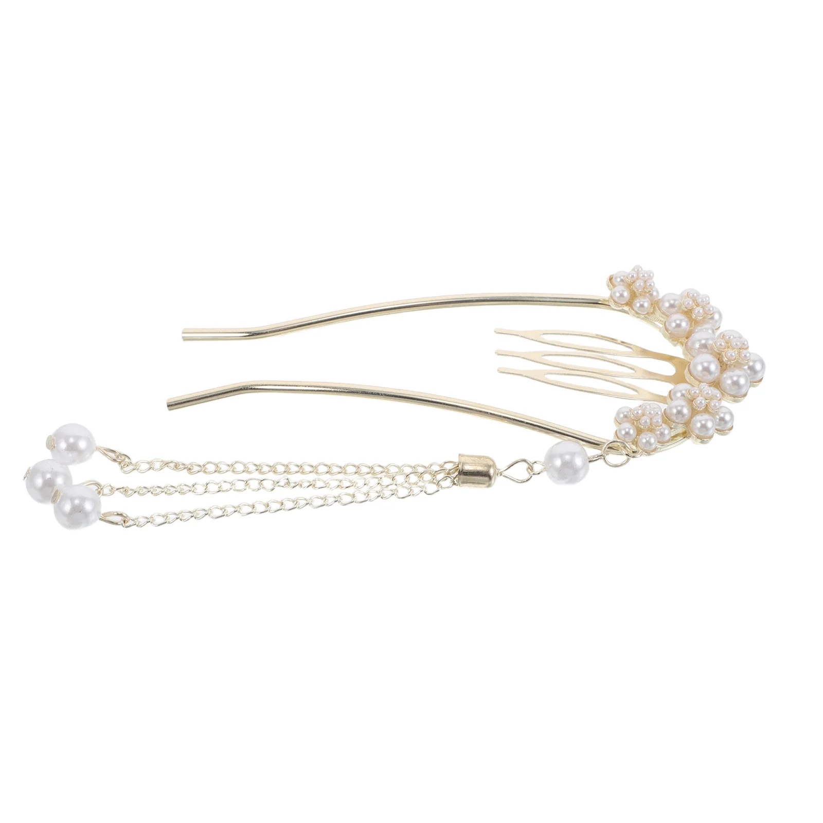 

Pearl U-Shaped Hairpin Elegant Floral Design Bridal Shower Hair Comb Wedding Accessories Ancient Chinese Hair Stick