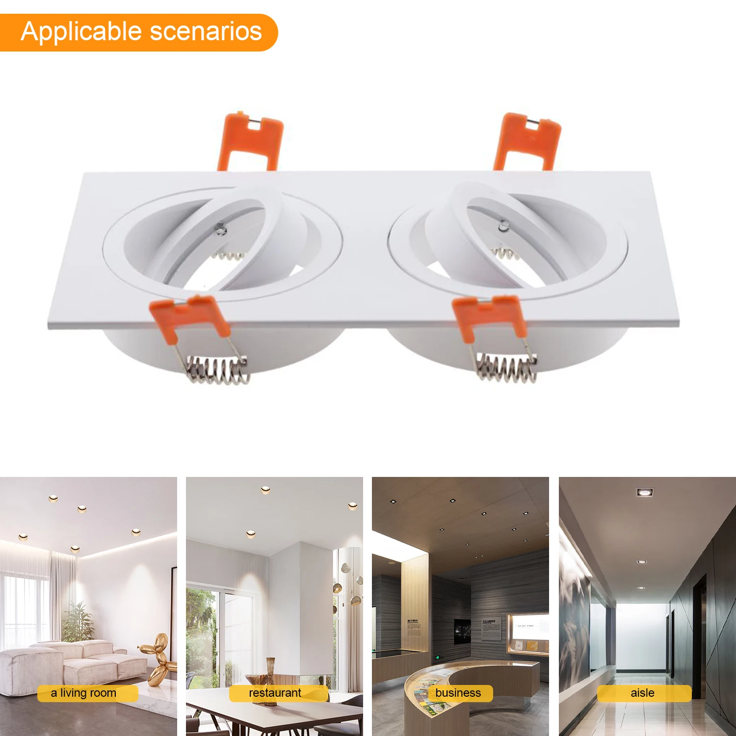 Recessed Square LED Bulb Socket Base GU10 MR16 Fitting Fixture Frame Spot Light Bracket for Home Illumination