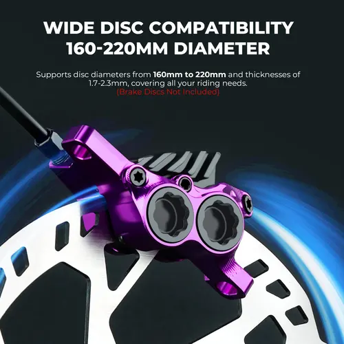 Imagen 2 del producto Freno de disco hidráulico de 4 pistones SPEEDONE SOLDIER 2 para bicicleta de montaña, 850/1600mm, almohadillas de refrigeración, freno de presión de aceite DH para e-bike