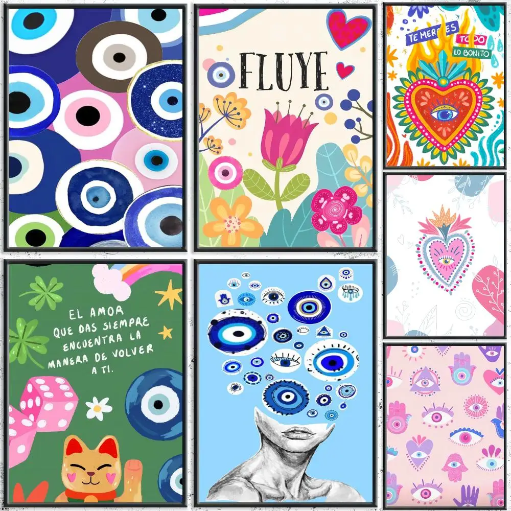 Aesthetic Symbol Evil Eye Poster HD Self-Adhesive No Residue After Removal Ideal for All Kinds of Wall Decor
