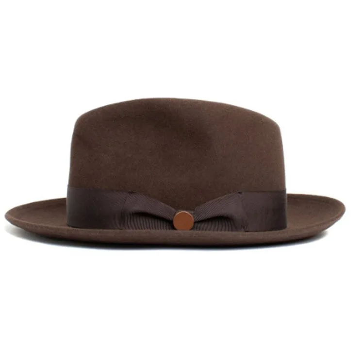British Gentleman's Hat Pure Wool Bow Tie Autumn and Winter Soft Felt Hat Sheep Felt Hat