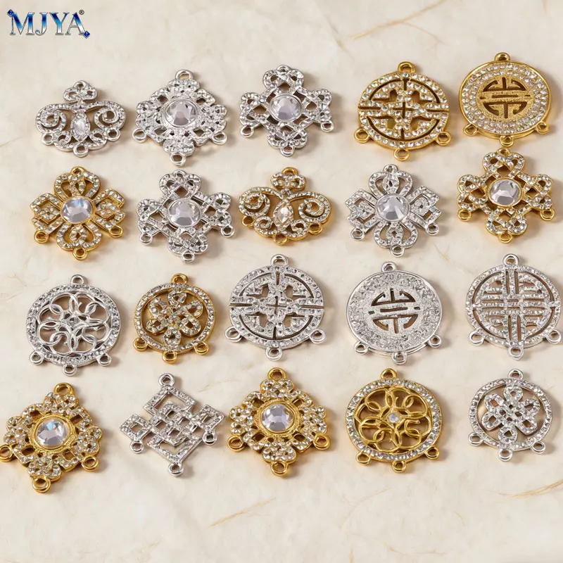 MJYA Multiple Hooks Connectors Filigree Flower Charm Components For DIY Fashion Jewelry Making Supplies Accessories