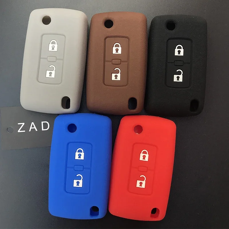 ZAD 2 buttons Silicone Car key Cover Case Protection for Mitsubishi Lancer 10 Outlander 3 Pajero sport remote key car accessory