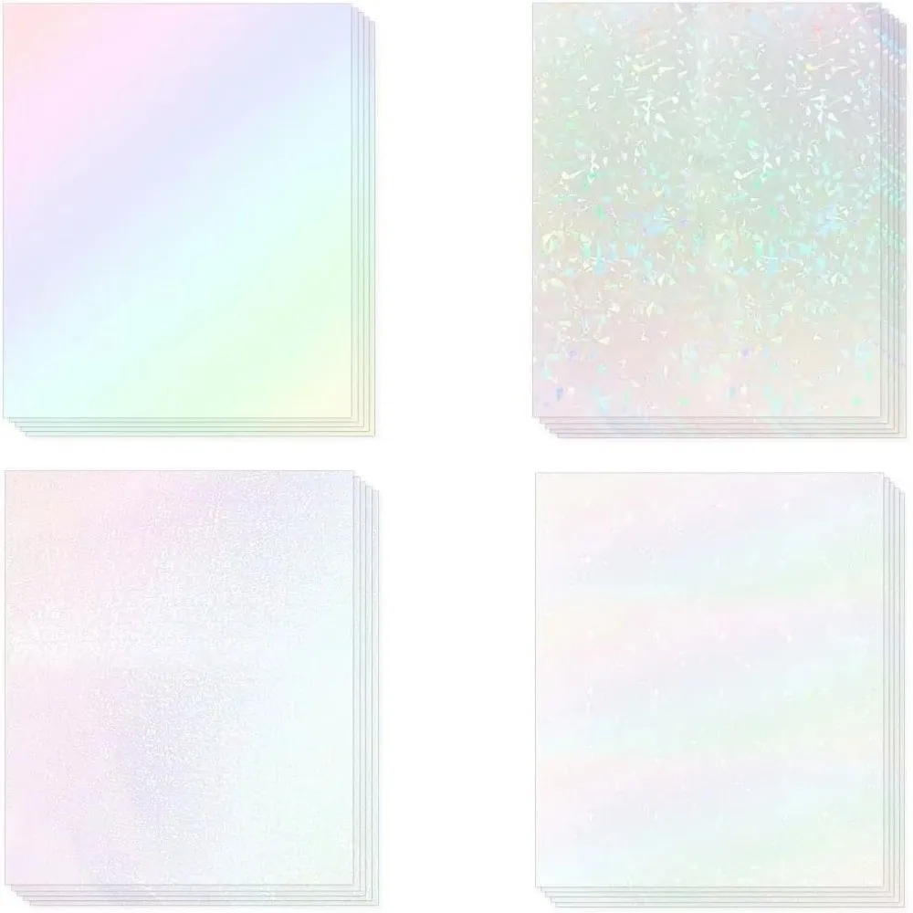 5 Stück Neue Selbstklebende Holographische Aufkleberfolie Wasserdichter Transparenter Vinyl-Aufkleber A4 Durchsichtige Kaltlaminierfolie DIY-Paket