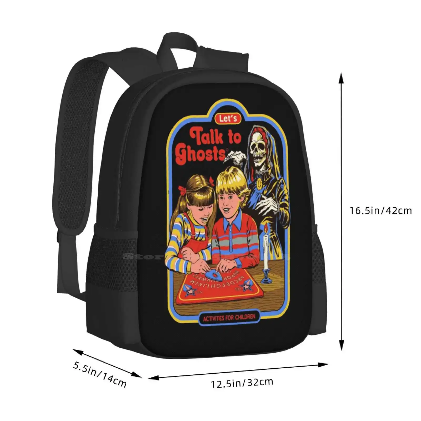 Let'S Talk To Ghosts Teen College Student Backpack Pattern Design Bags 70S Vintage Nostalgia 80S Funny Horror Retro Humor