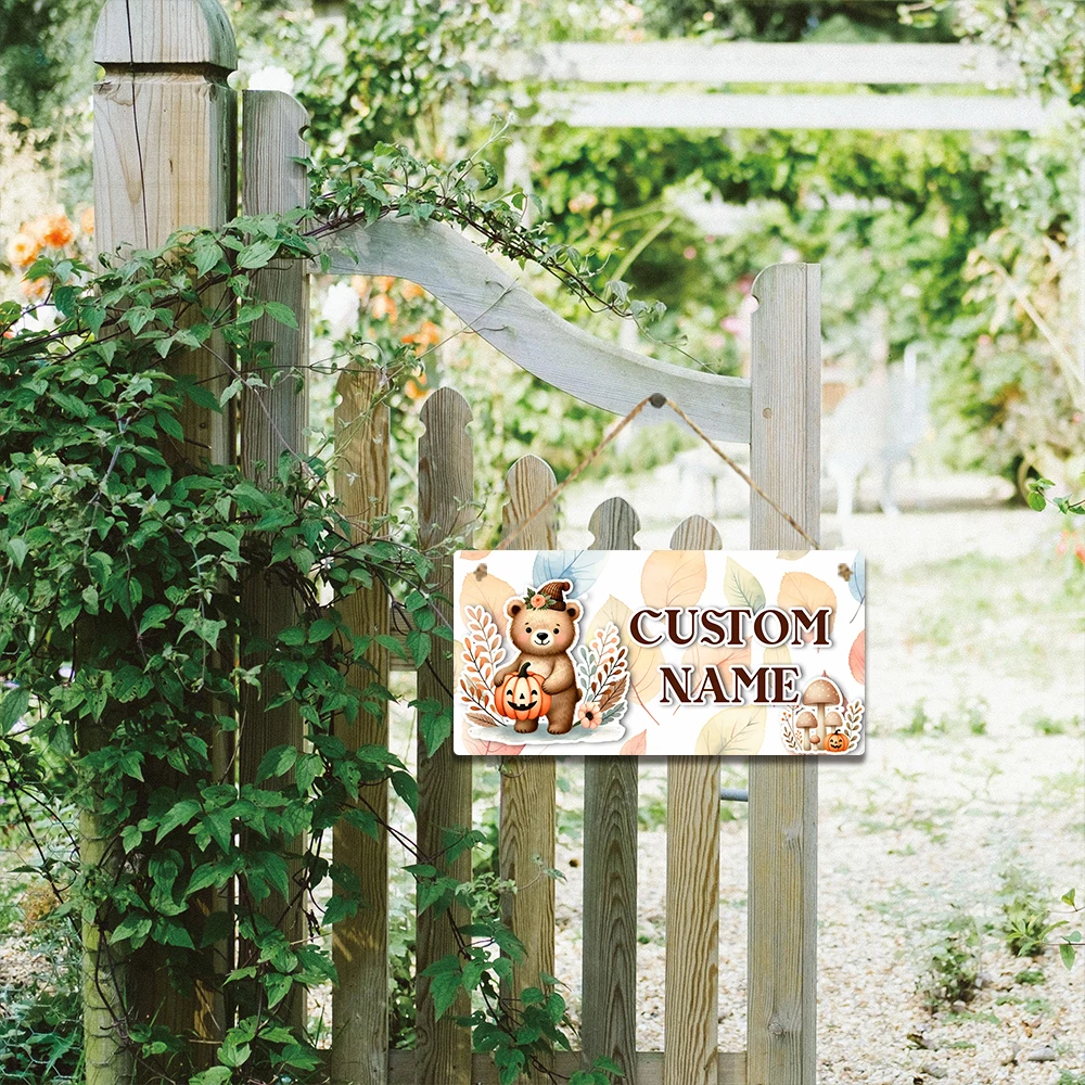 1pc Cartoon 3 styles bear and squirrel Customized Name Garden Plaque For Door Decor For Bicyle license plate