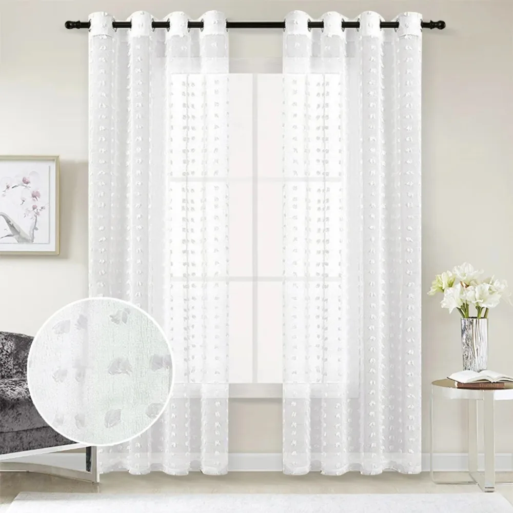 Drapes Sheer Curtains for Living Room Bedroom Light Filtering Curtains Tufted Semi Sheer Kid Custom Size