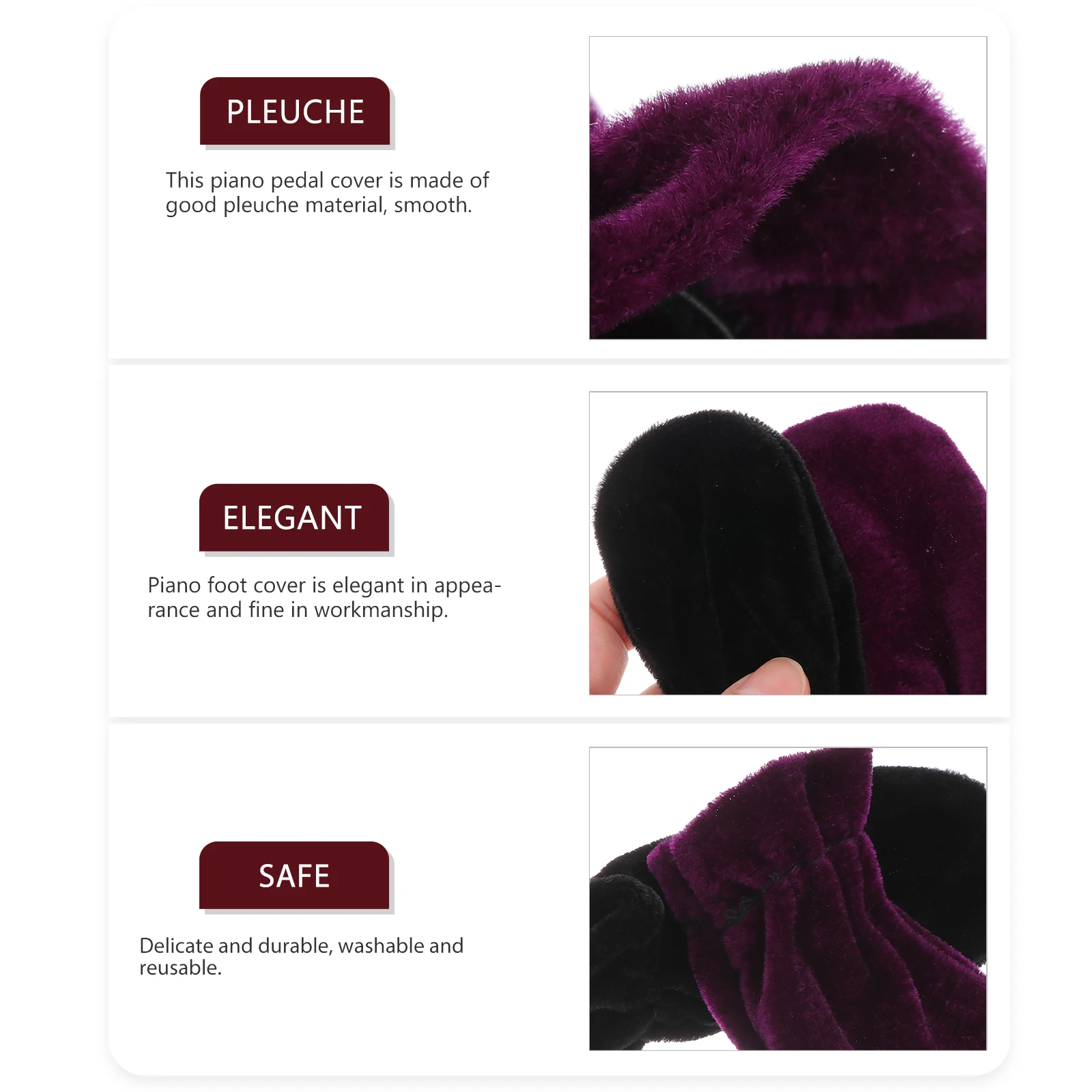 

2 set Piano Pedal Covers Pleuche Material Anti-Dust Scratch Resistant Elastic Band Fit For Keyboard Instruments Accessories Foot