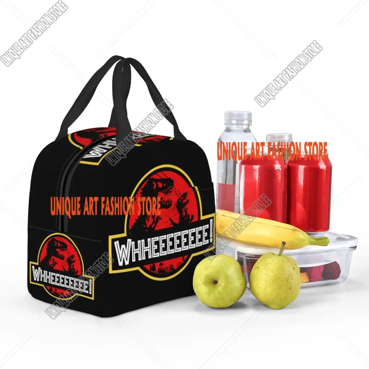 Custom Dinosaur World Jurassic Swingset Resuable Lunch Box for Women Waterproof Whheeeee Thermal Cooler Food Insulated Lunch Bag