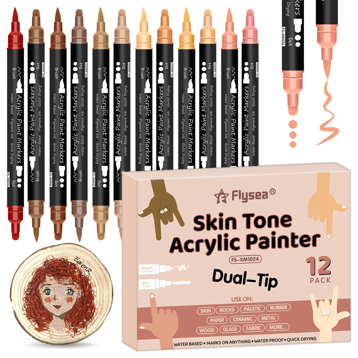 Dual-Tip Acrylic Markers, 1 Piece, 12 Colors, Student-Specific, Opaque, Multiple Options Available, Layerable Colors, Watercolor Pens, High-Quality Aesthetic DIY Colored Pens for Art Students, Colored Markers, Water-Based Pens