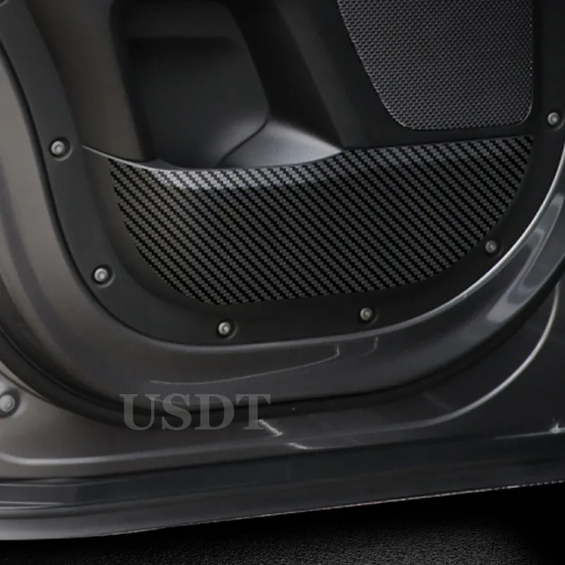 4PCS Fit for Land Rover Defender 110 2023 2022 2021 2020 2024 Leather Carbon Fiber Sticker Door Anti Kick Cover Protection Mat