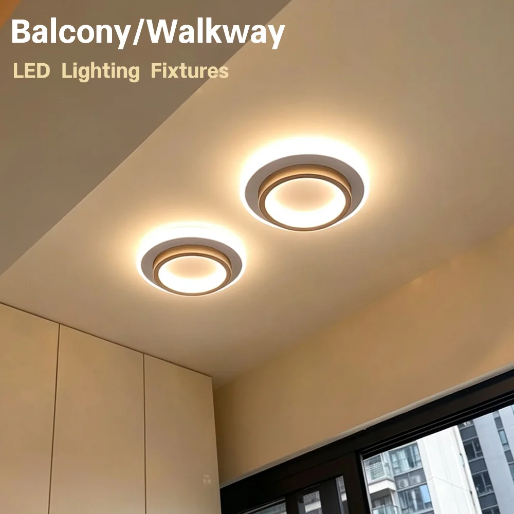 DINDALLED Modern LED Ceiling Light for Corridor Stairs Bedroom Bathroom, Round Flush Mount Chandelier Indoor Lighting Fixture,