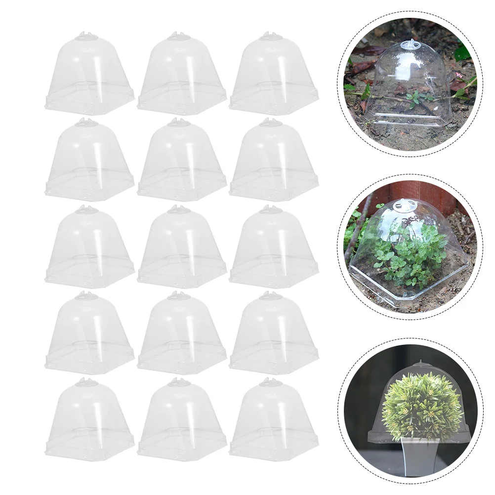 

15 Pcs Succulent Planters Flower Pot Seedling Cover Nursery Plastic Metallic Line Dome Garden Protection