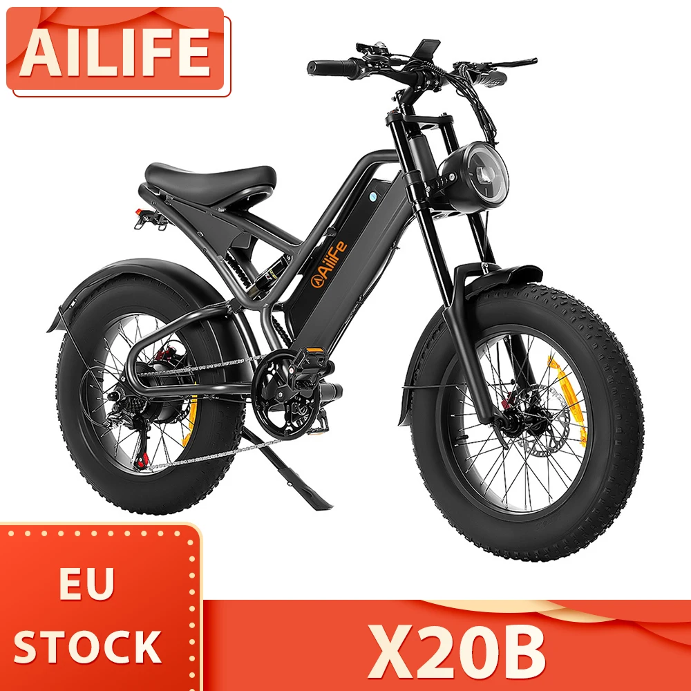 AILIFE X20B Electric Bike 20*4.0 inch Fat Tires 1000W Motor 48V 15Ah Battery E-Bike 48km/h Max Speed 100km Max Range LCD Display