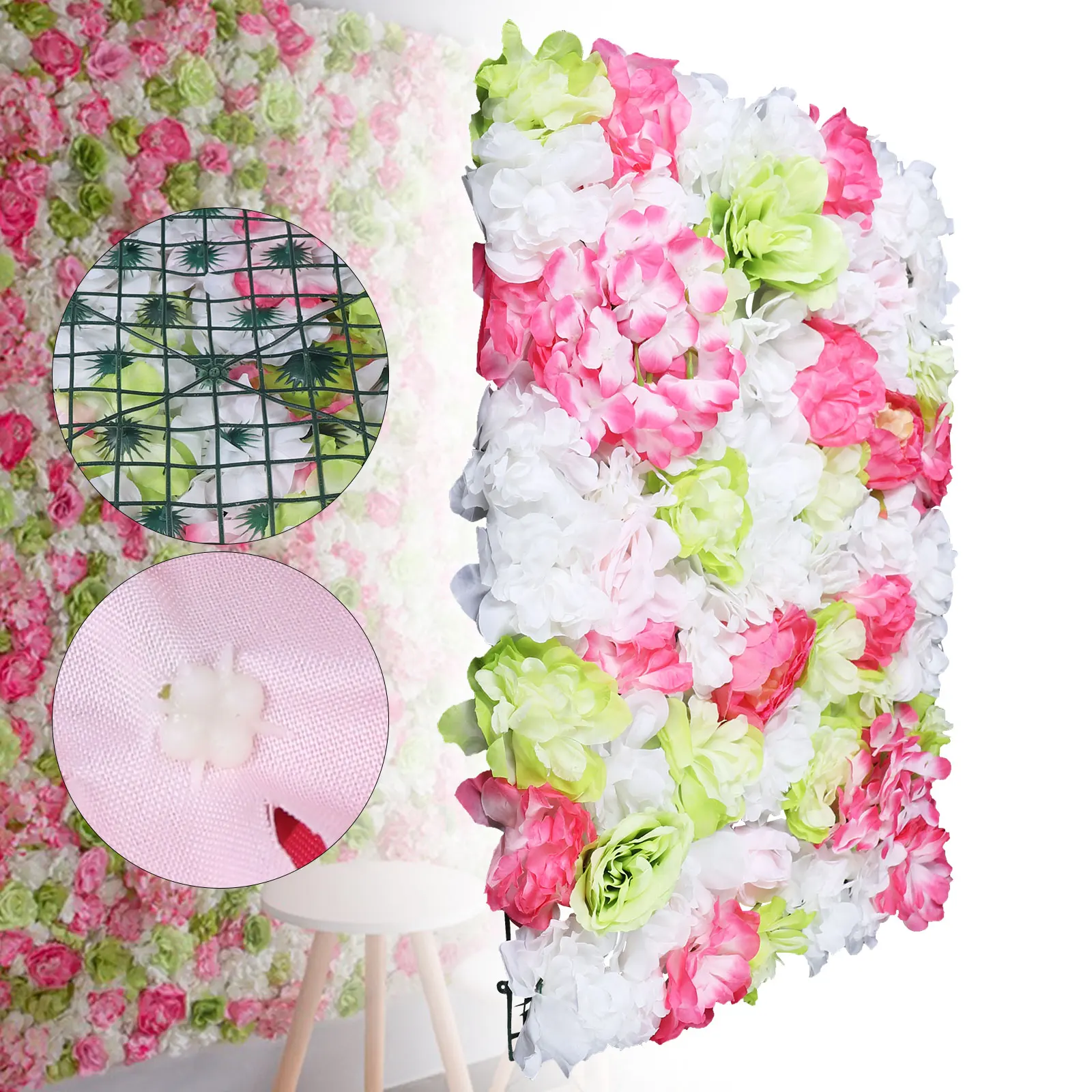 

6/12PC Hydrangea Rose Artificial Flower Wall Panels Backdrop Wedding Venue Decor