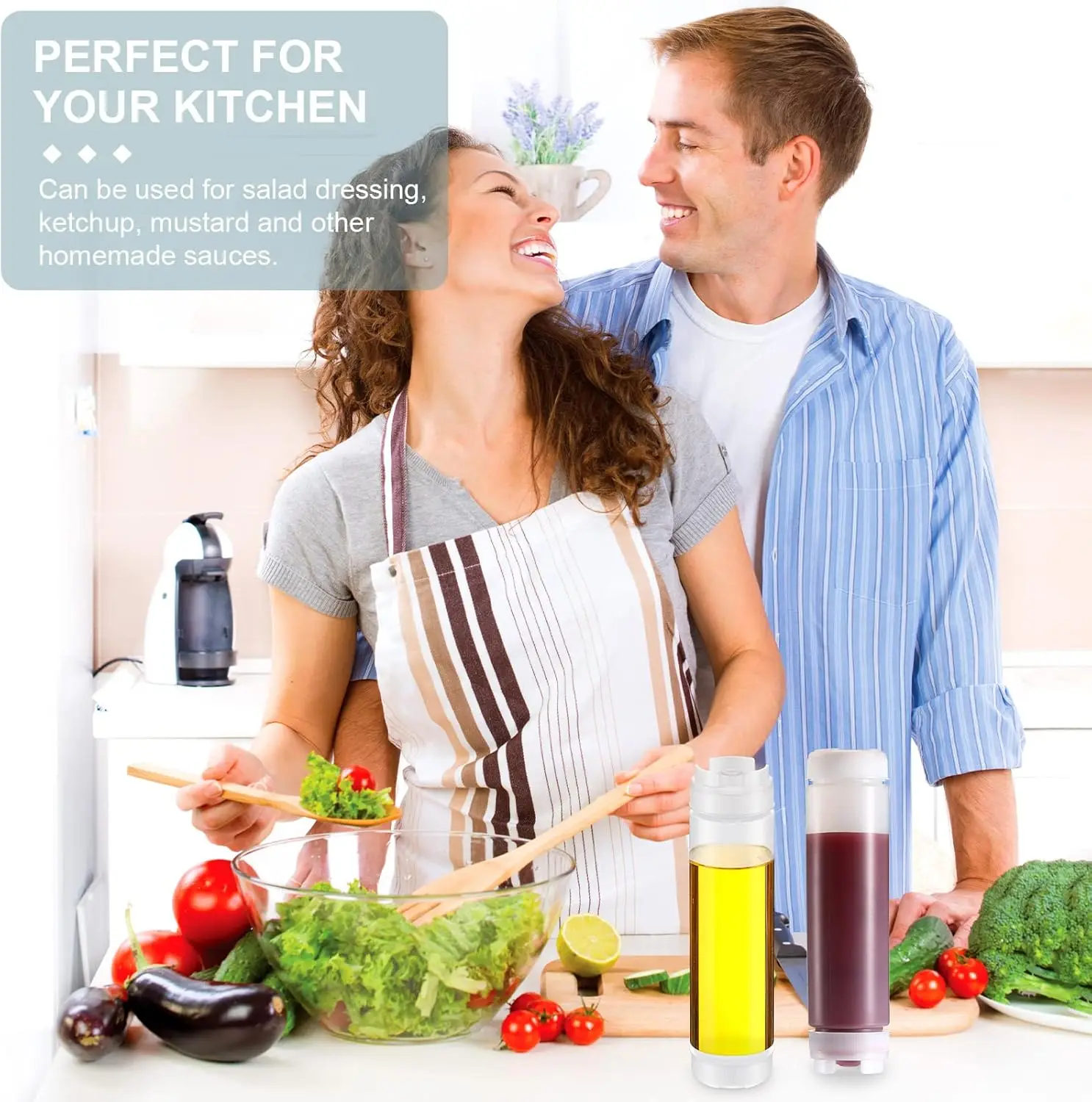 1Pc 16oz Double Ended Cruet Ketchup Salade Dressing Knijpfles Grote Capaciteit Saus Mosterd Dispenser Kruiderij Keuken