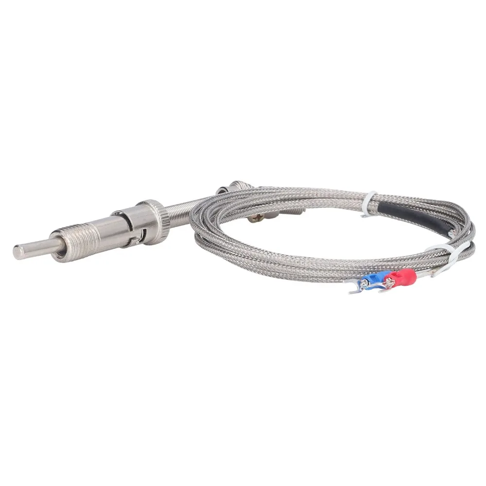 0-600℃ K Type Thermocouple Compression Spring Shielded Wire Temperature Sensor 2 Meter Long Straight Handle Temp Measuring Probe