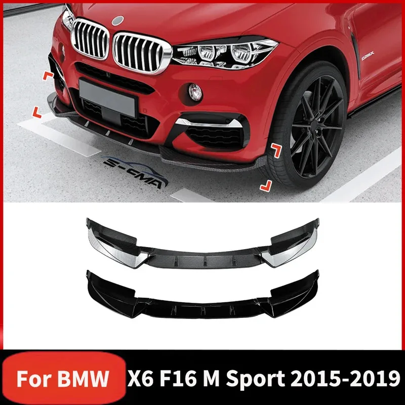 For BMW X6 F16 M Sport 2015 2016 2017 2018 2019 Car Front Bumper Lip Splitter Diffuser Cover By ABS Body Kits Tuning Accessories