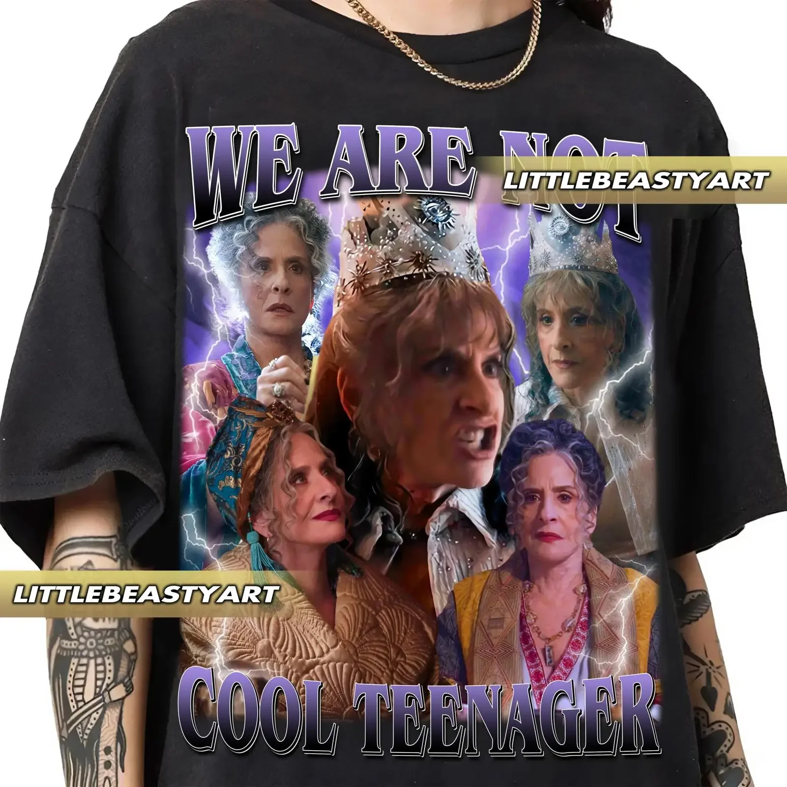 We are not cool teenager Patti LuPone as Lilia Calderu Agatha All Along Retro vintage raptee shirt vintage Washed Breathable