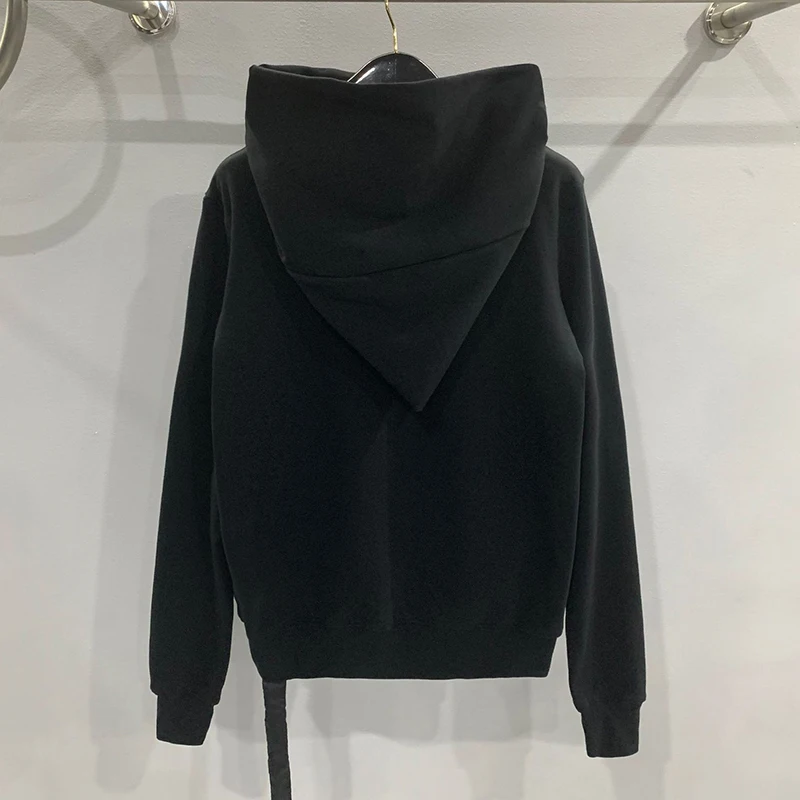 Otoño diseño de cremallera sudaderas con capucha negras chaqueta deportiva para hombres y mujeres American Rock Hip Hop Street Wear abrigos de punto elásticos