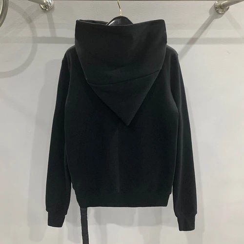 Imagen 2 del producto Otoño diseño de cremallera sudaderas con capucha negras chaqueta deportiva para hombres y mujeres American Rock Hip Hop Street Wear abrigos de punto elásticos