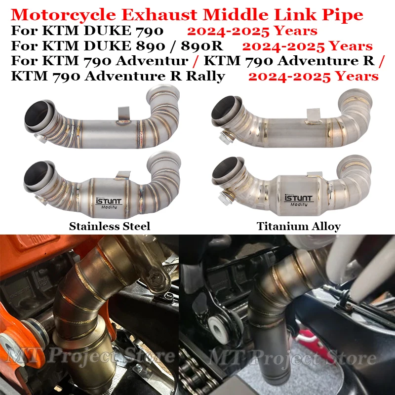 

Motorcycle Exhaust Escape Muffler Titanium Alloy Middle Link Pipe For KTM DUKE 790 890 Adventure R Rally KTM790 KTM890 2024 2025