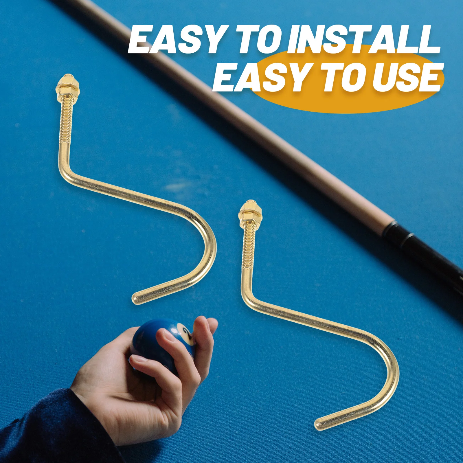 Crochets de queue de Table de billard en cuivre, 2 pièces, accessoire de billard multifonction, support de queue de billard résistant à l'usure, crochet de remplacement pour billard