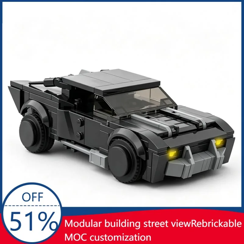 274PCS MOC Famous Hero Sports Car Movie Battinson 8-Stud Model Custom Blocks DIY Assembly Educational Toy For Collection Gifts