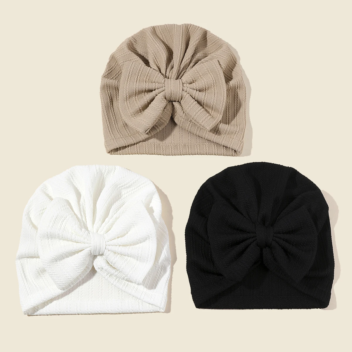 3pcs/pack Little girl Bowknot Cap Baby Girl Turban Hat for Newborn Bebe Boy Srping Autumn Caps Infant Hair Accessories