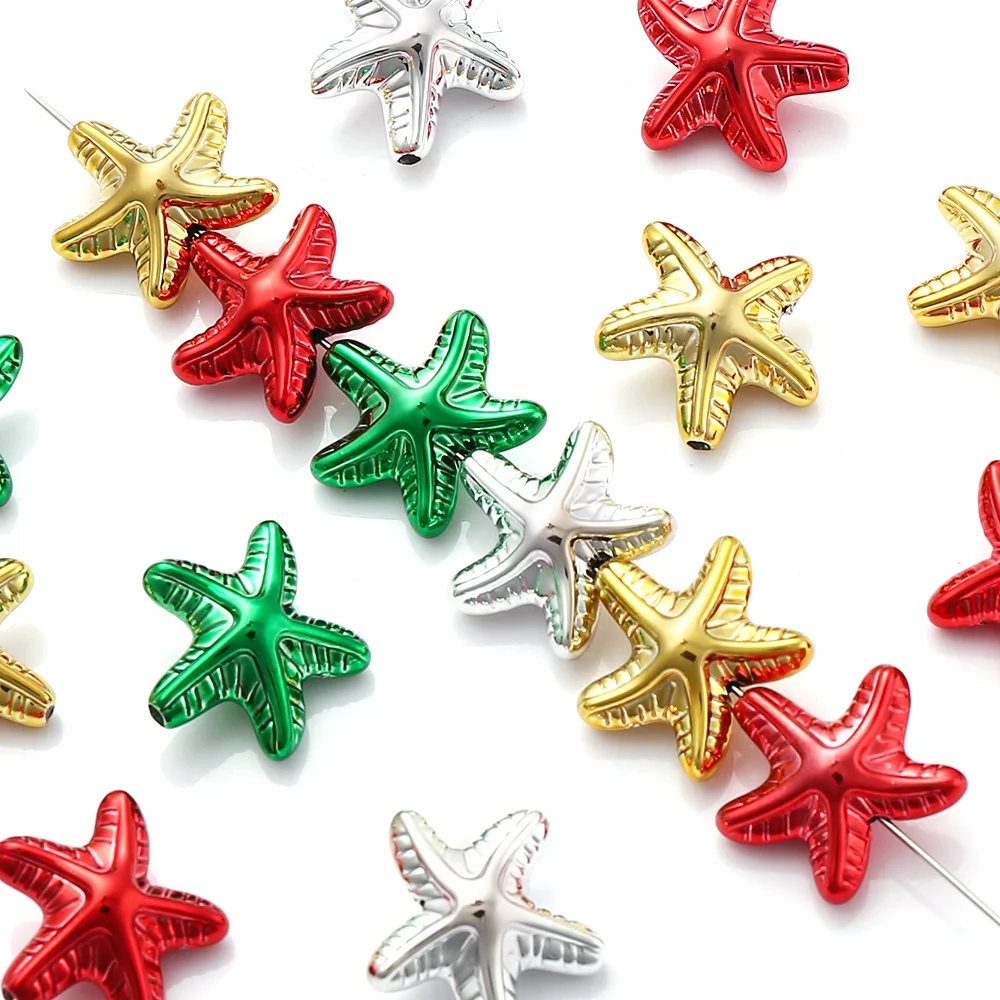 10/20pcs Xmas Mix UV Color Stars Snowflakes Whirlwind Starfish Beads For Making Christmas Earring Necklace Pendant Decor Gift