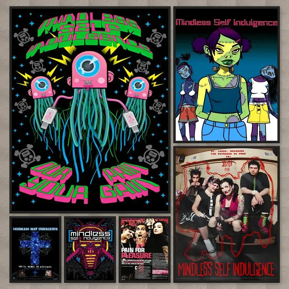 Mindless Self Indulgence Poster Waterproof Sticky Wall Art Print For Bedroom Living Room Hallway Bar Home Decor