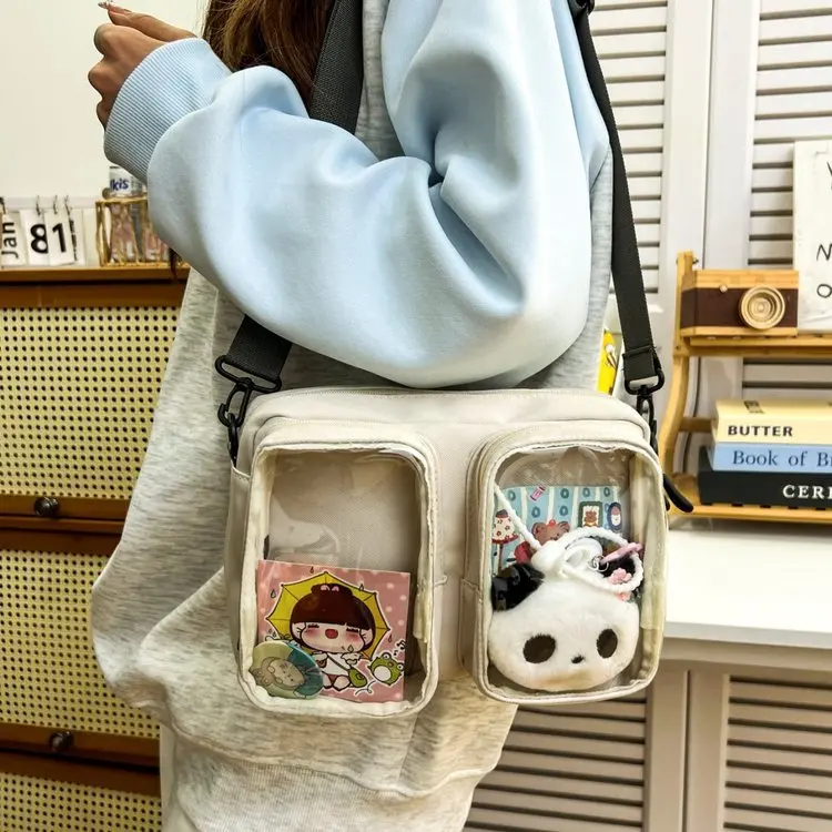 Girls Large Capacity Kawaii Itabag Japanese Transparent JK Shoulder Crossbody Bags Gift for Friends Teenage School Bags