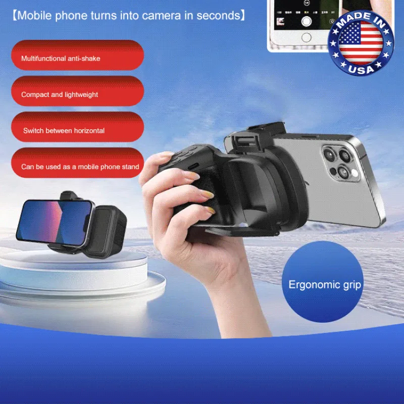 

Magnetic Smartphone Handle Grip with Detachable 30M Bluetooth Remote with Fill Light Anti-shake Selfie Handle Photo Bracket