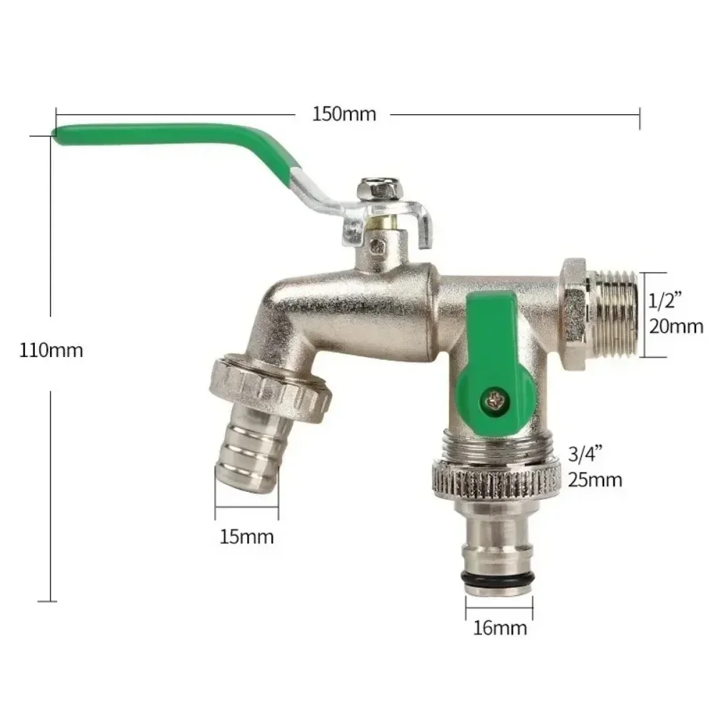2 Way Outlet Tap Splitter Home Faucet Splitter Garden Tool Brass Hose Connector Outdoor Double Tap Garden Hose Splitter