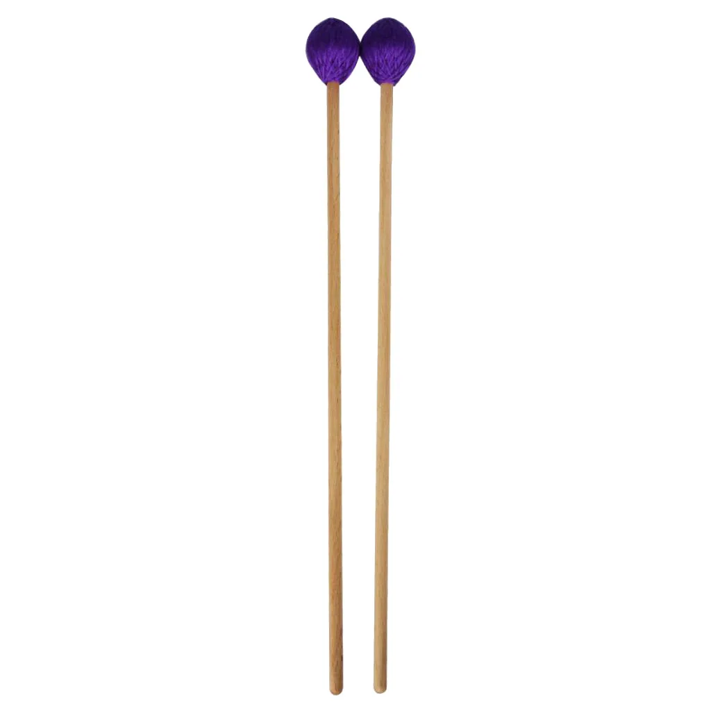 2pcs Marimba Mallets Xylophone Stick With Purple Yarn Head And Beech Wood Handle for Drummers Musical Playing