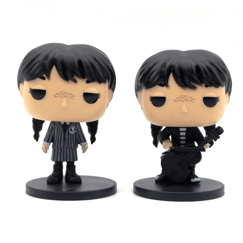 

2 шт., модель куклы серии «Среда» с основанием Аддамс, фигурки героев, игрушки из ПВХ, украшение для стола, орнамент, готический забавный подарок на день рождения